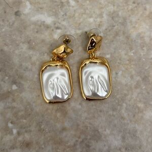 Elegant Gold and White Dangle Earrings